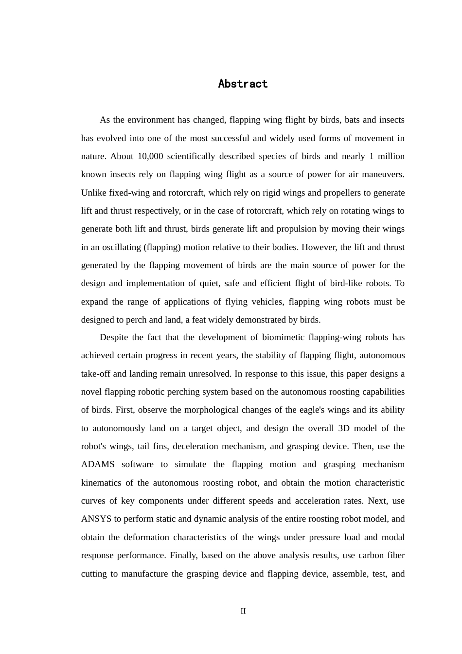 24年WP交稿智能制造工程 仿鸟自主栖息的扑翼机器人的设计及分析定稿-约26552字符.docx_第2页