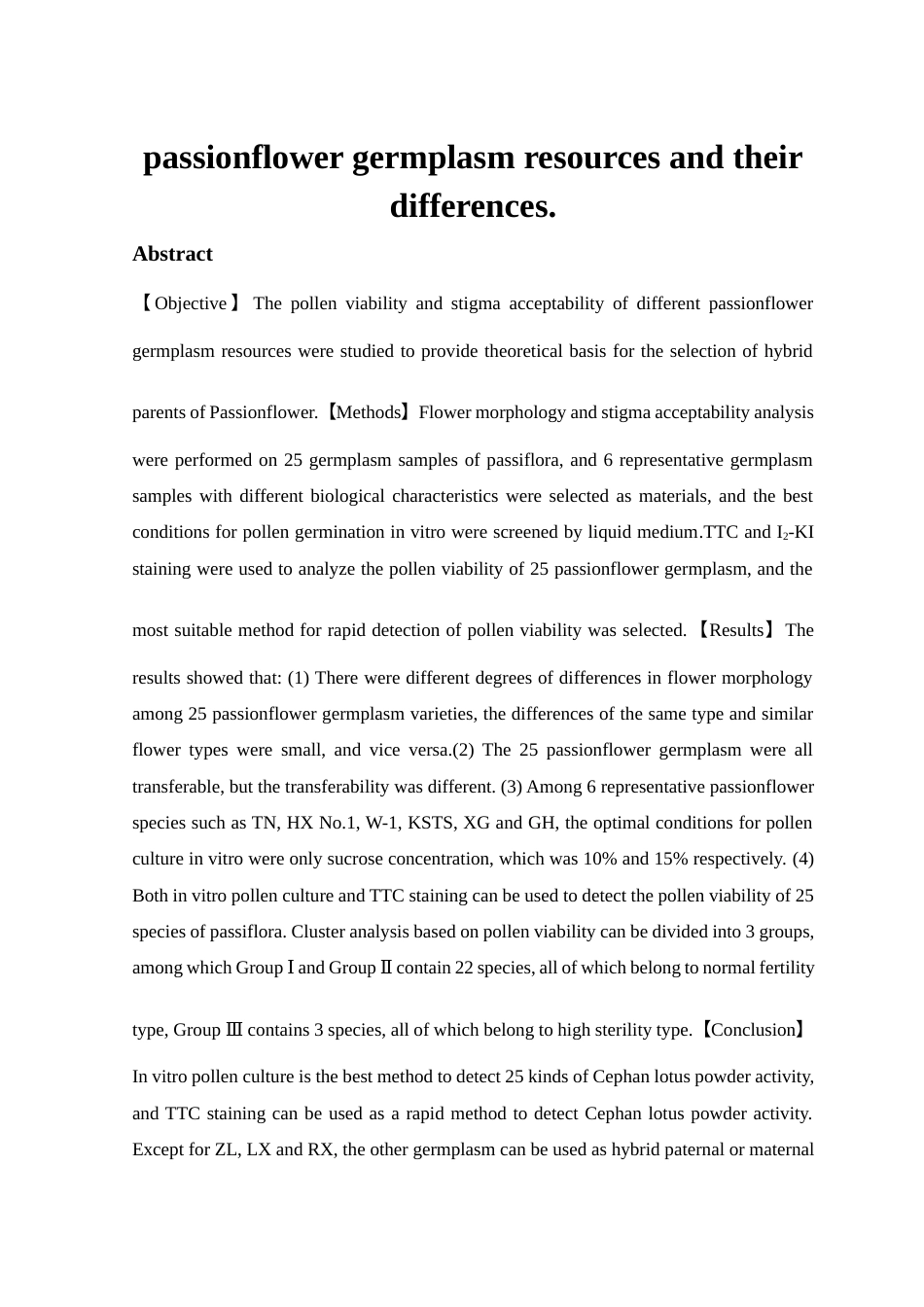 24年WP本科农学 不同类型西番莲花粉活性检测及其差异性研究定稿.docx_第2页