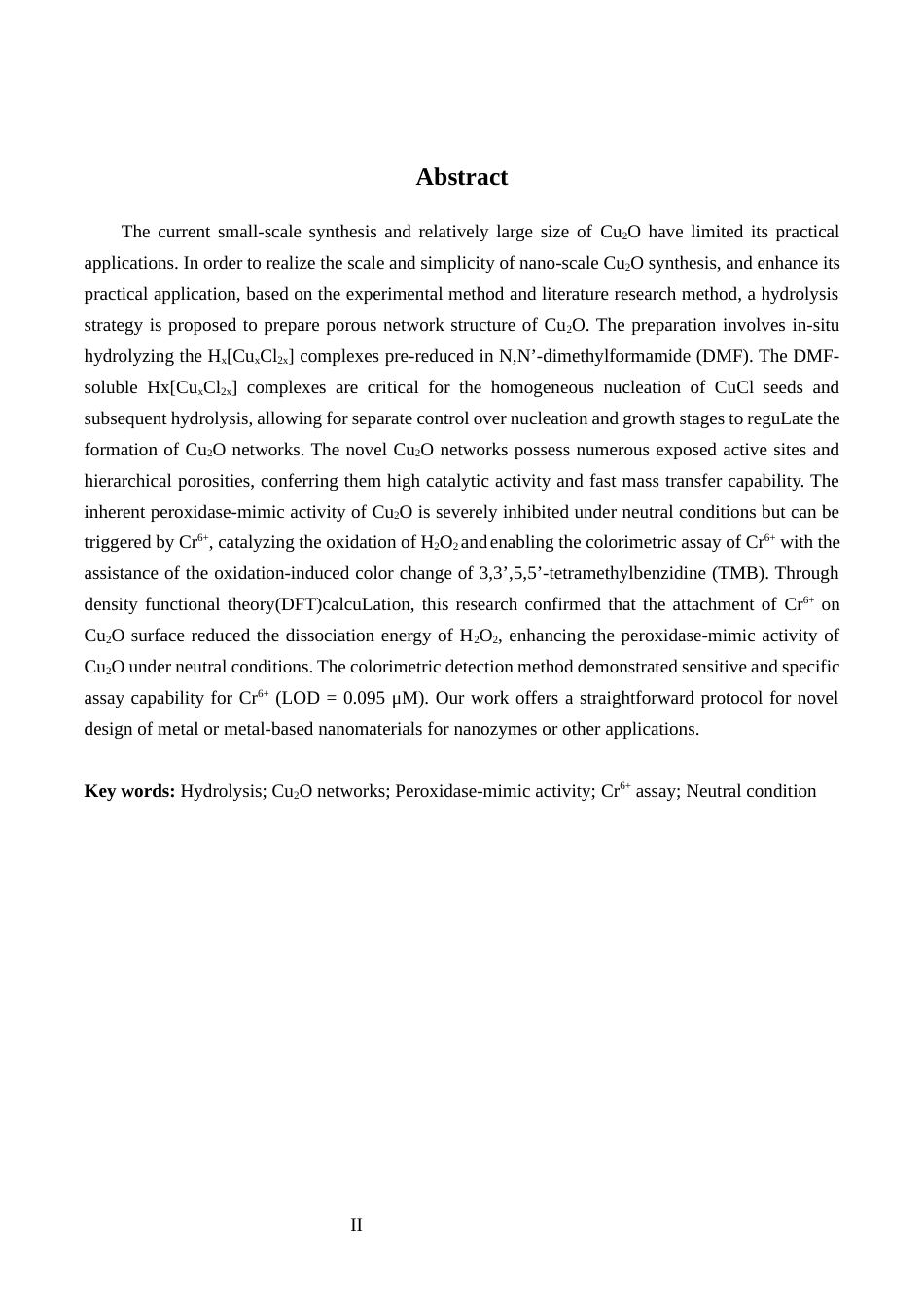 24年WP本科化学 水解诱导制备Cu2O及其中性条件类过氧化物酶活性的Cr6+检测应用终稿-约37815字符.docx_第2页