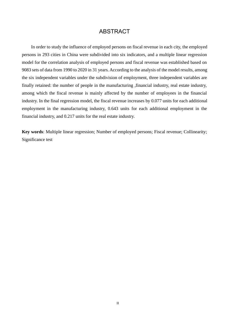 24年WP本科统计学 各行业就业人员数量对财政收入的影响终稿-约12626字符.docx_第2页