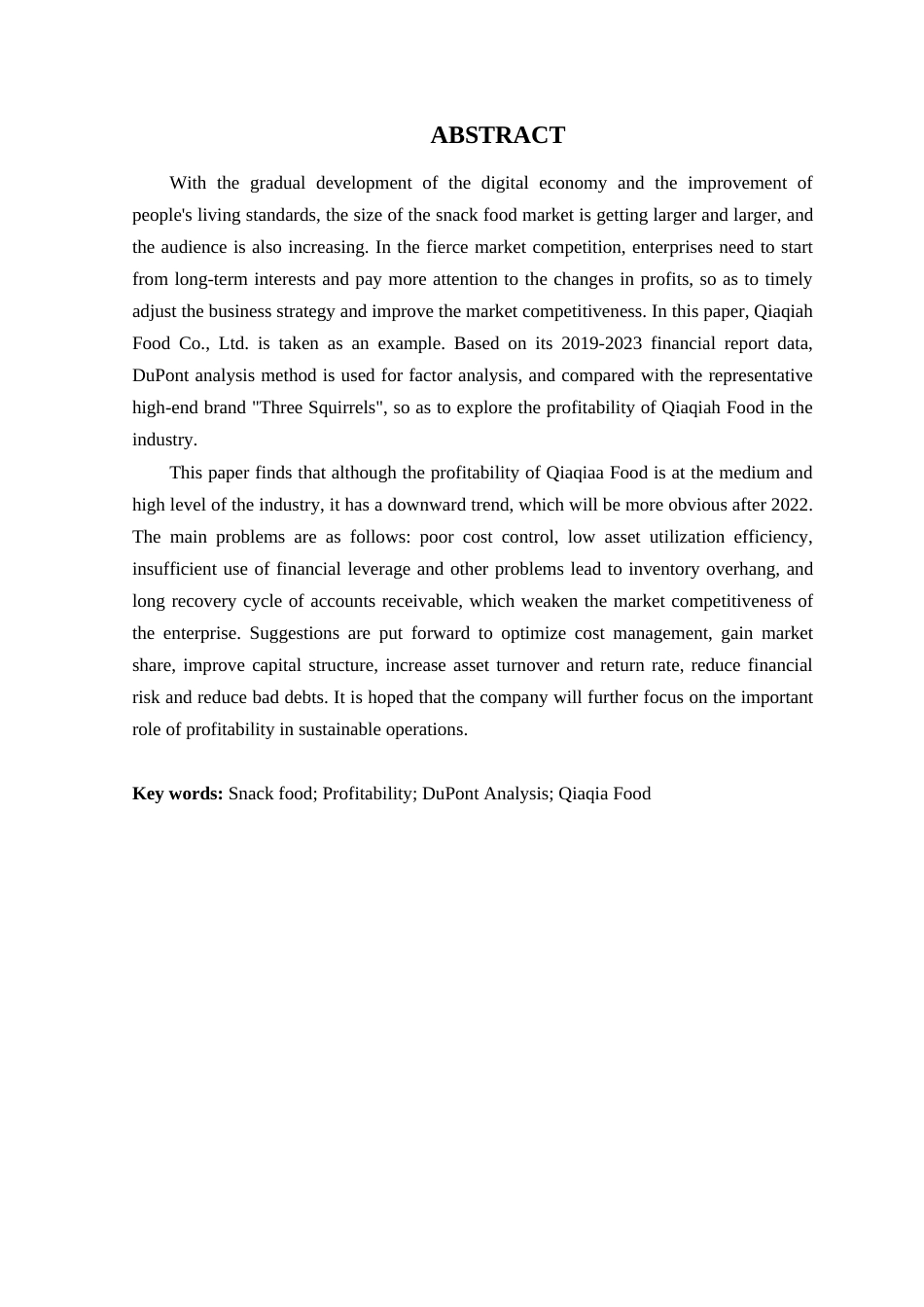 25年WP财务管理本科-基于杜邦分析法的洽洽食品盈利能力分析定稿 过AI -约21666字符.doc_第3页