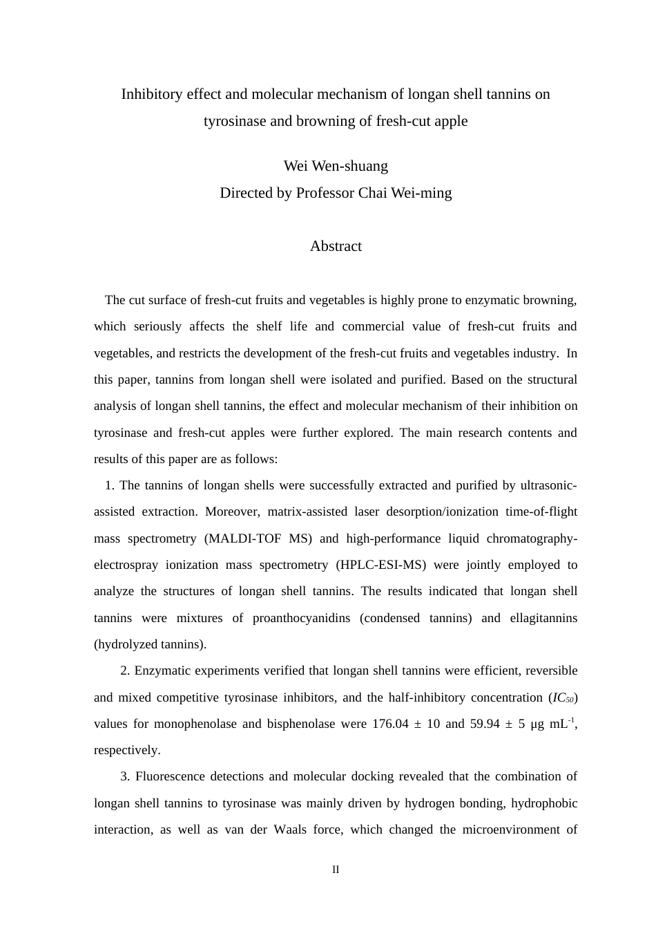 25年WP本科生物科学 龙眼果壳单宁抑制酪氨酸酶和鲜切苹果褐变的效果与分子机制研究定稿.doc_第2页