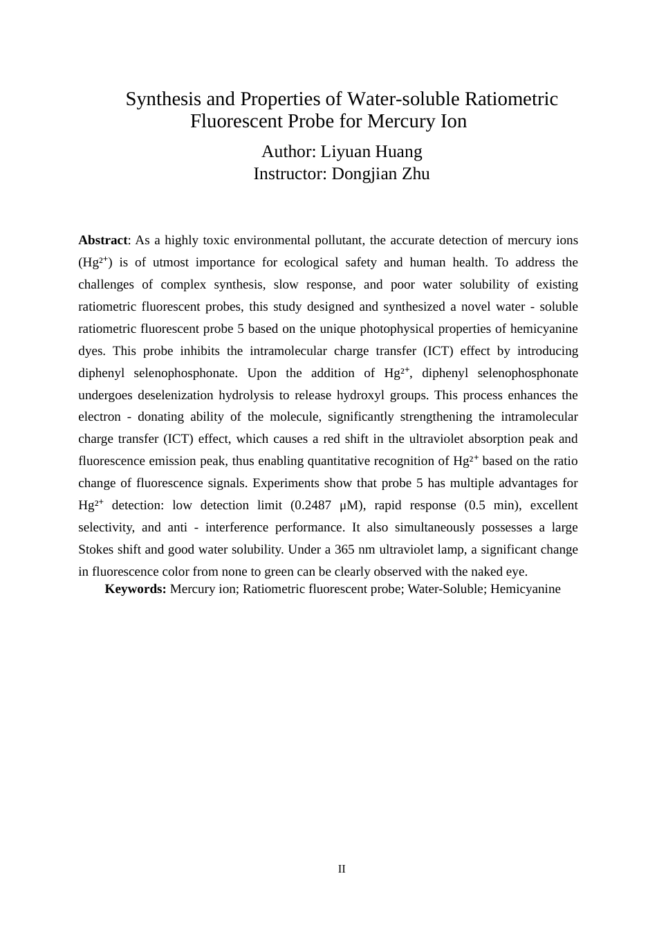 25年WP过AI生物工程-水溶性汞离子比率荧光探针的合成及其性能研究-论文定稿1-doc定稿-约14226字符.doc_第3页