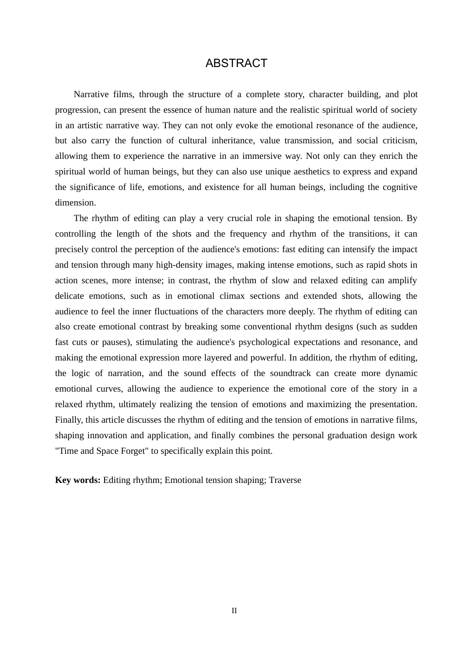 25年WP数字媒体艺术影视 剪辑节奏对情感张力的塑造——以短片《时空遗忘》为例 关键词：剪辑节奏；情感张力塑造；穿越定稿 过AI率-约15807字符.docx_第2页