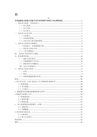 25年电力系统自动化技术 天津蓝巢电力检修公司查干淖尔项目部电气检修工毕业调研报告终-约7206字符.docx