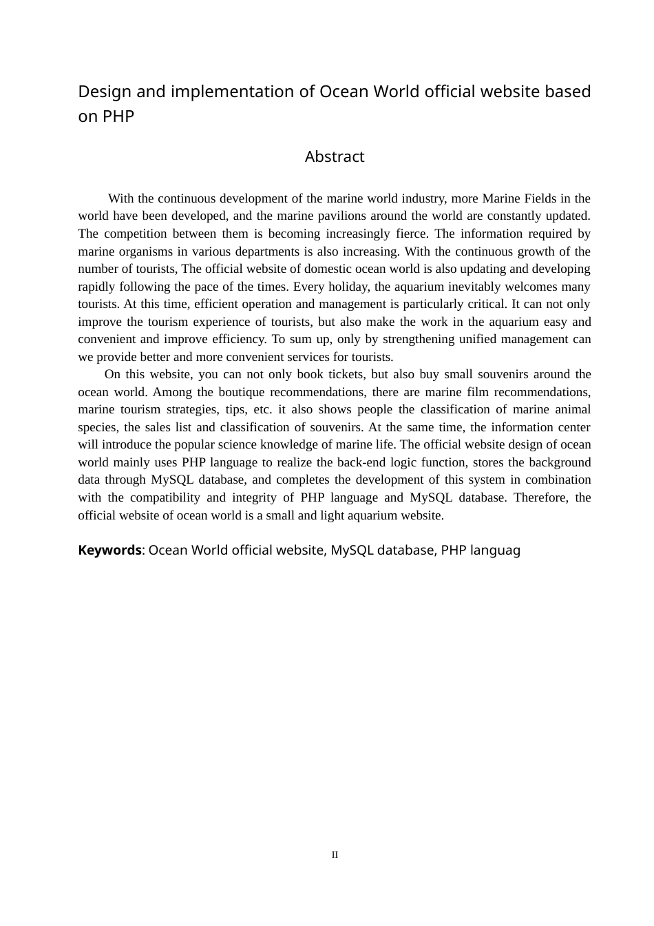 22年WP 基于PHP的海洋世界官方网站的设计与实现-约24424字符.docx_第7页