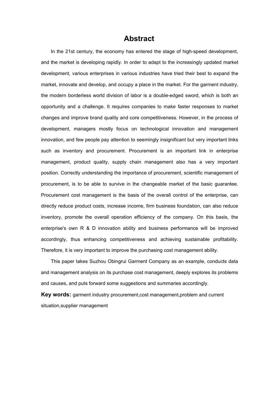 22年WP 苏州市欧宾睿服装公司采购成本管理问题研究-约24452字符.pdf_第3页