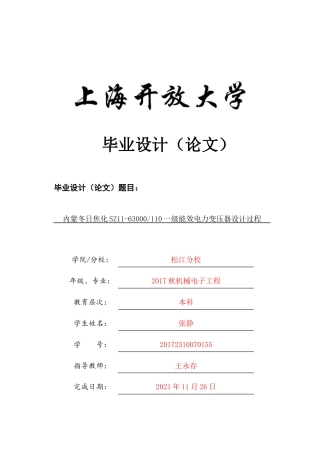 22年WP终稿 内蒙冬日焦化SZ11-63000110一级能效电力变压器设计过程-约14783字符.docx