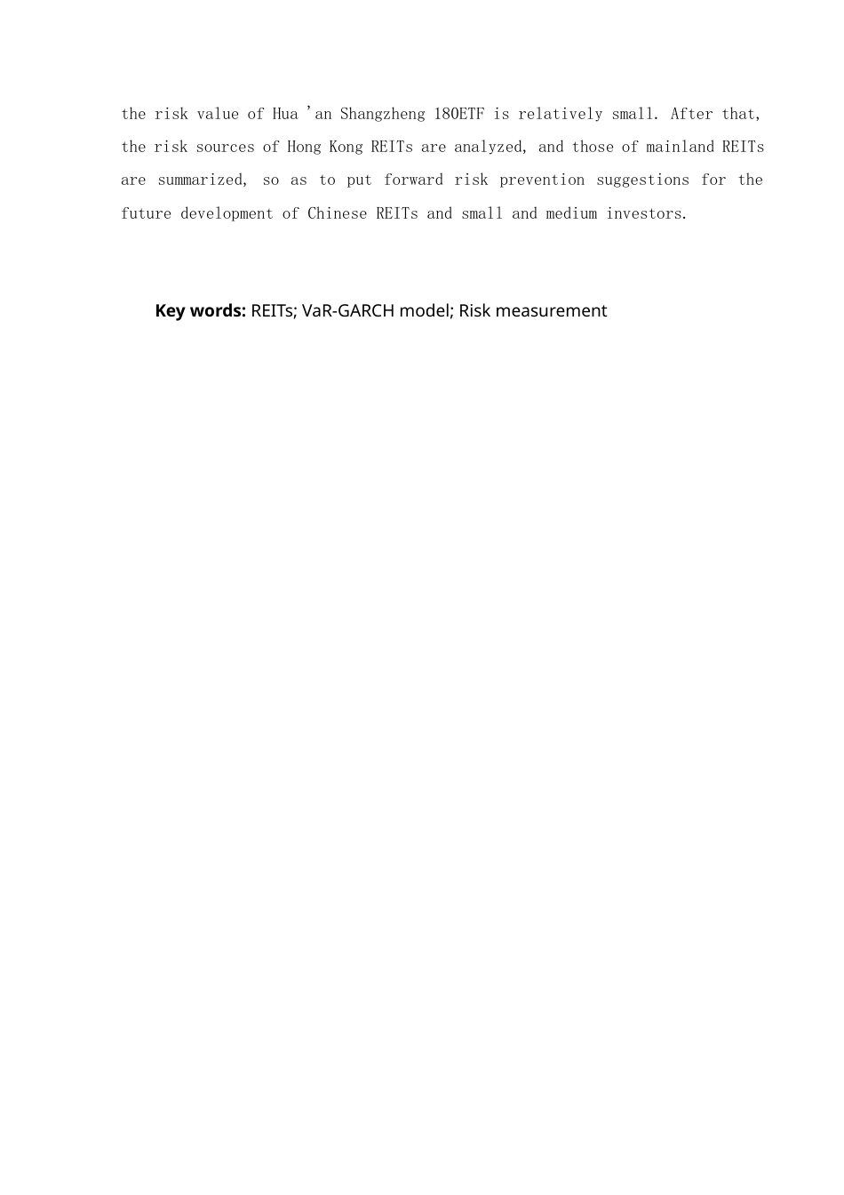 22年WP 基于VaR-GARCH模型的房地产投资信托基金风险评估及实证分析-约37316字符.docx_第3页