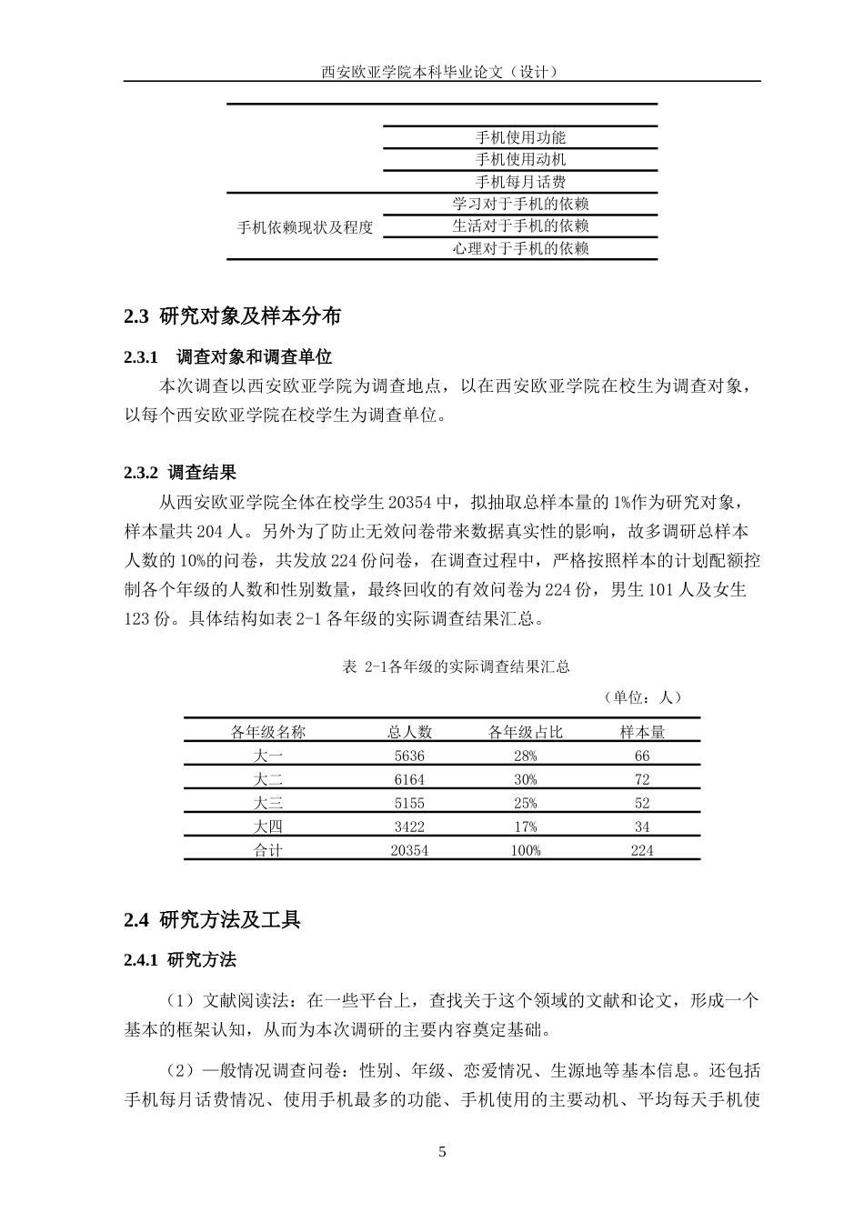 22年WP 西安欧亚学院在校生手机依赖程度调查分析-约16026字符.docx_第5页