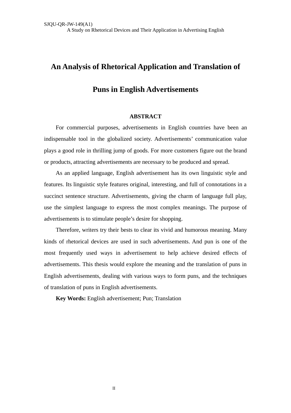 22年WP An Analysis of Rhetorical Application and Translation of Punning in English Advertisements-约36319字符.docx_第3页