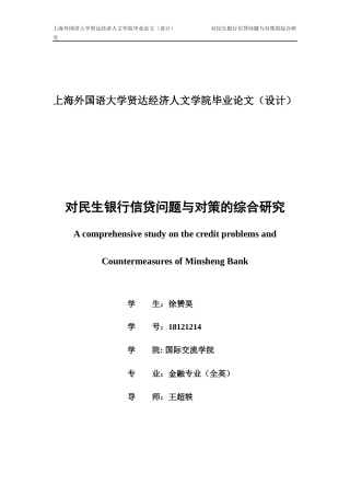 22年WP 对民生银行信贷问题与对策的综合研究-约23931字符.docx