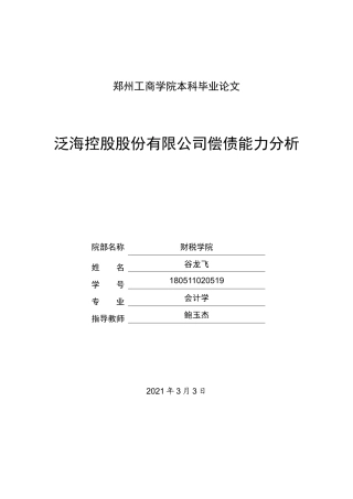 22年WP 泛海控股公司偿债能力分析-约13449字符.docx
