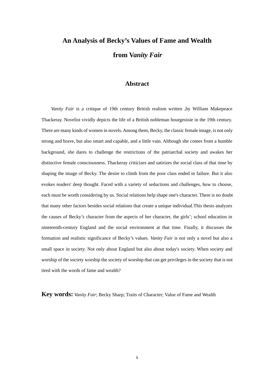 22年WP An Analysis of Becky’s Values of Fame and Wealth from Vanity Fair从《名利场》看蓓基的名利价值观-约26329字符.docx_第2页