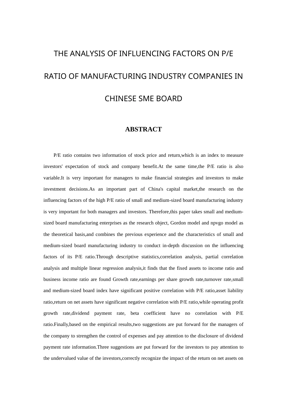 22年WP 我国中小板制造企业市盈率影响因素实证研究-约20203字符.docx_第2页