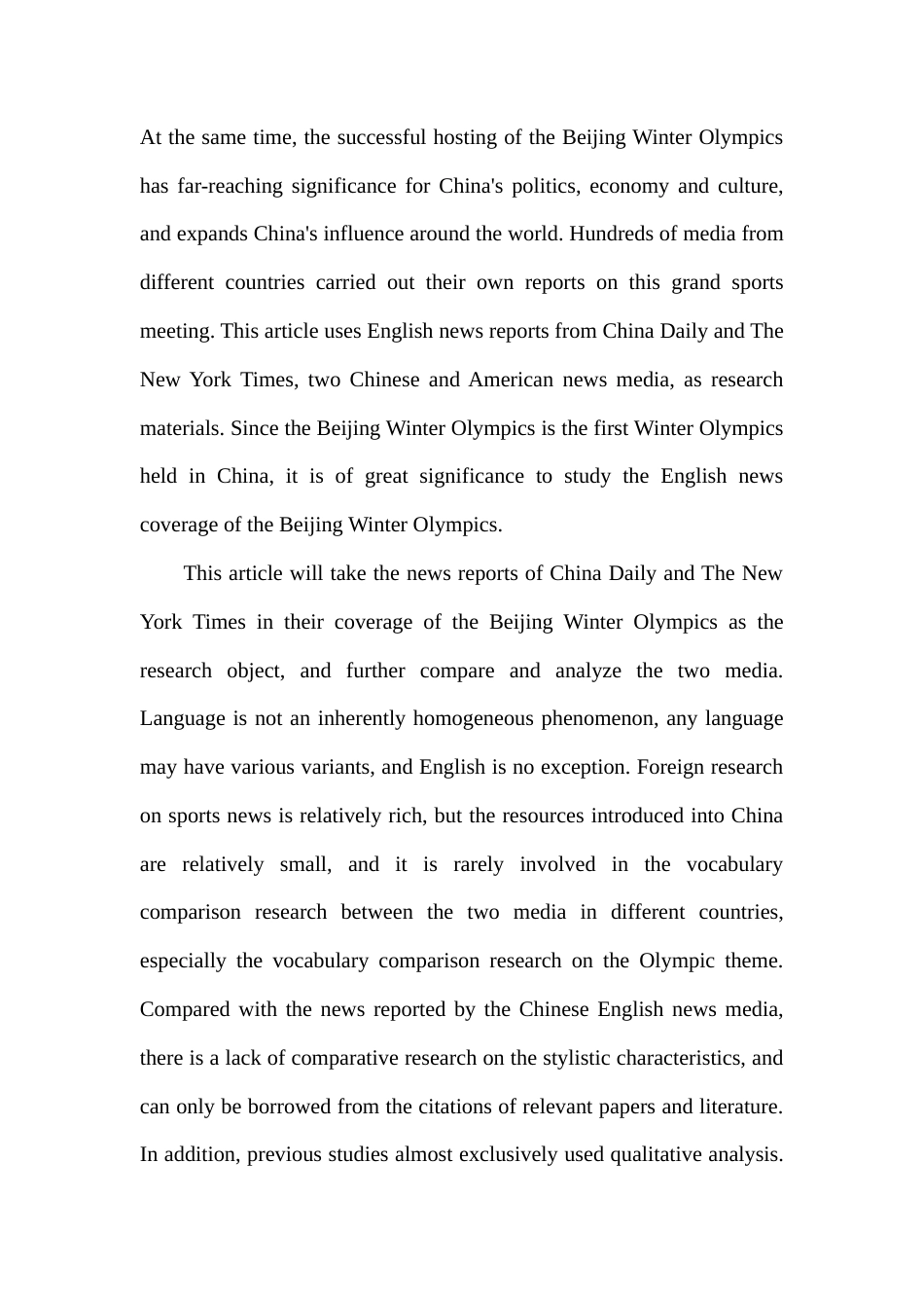 22年WP An Analysis of Stylistic Features of English Sports News in China and America——Taking China Daily and The New York Times as Examples-约40728字符.docx_第3页
