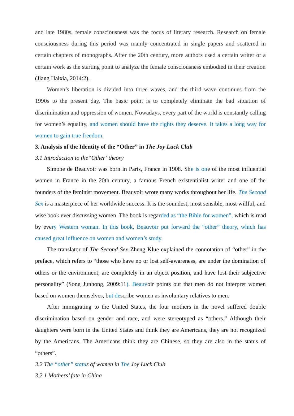 22年WP终稿 A Study of Female Consciousness in The Joy Luck Club-约28038字符.docx_第3页