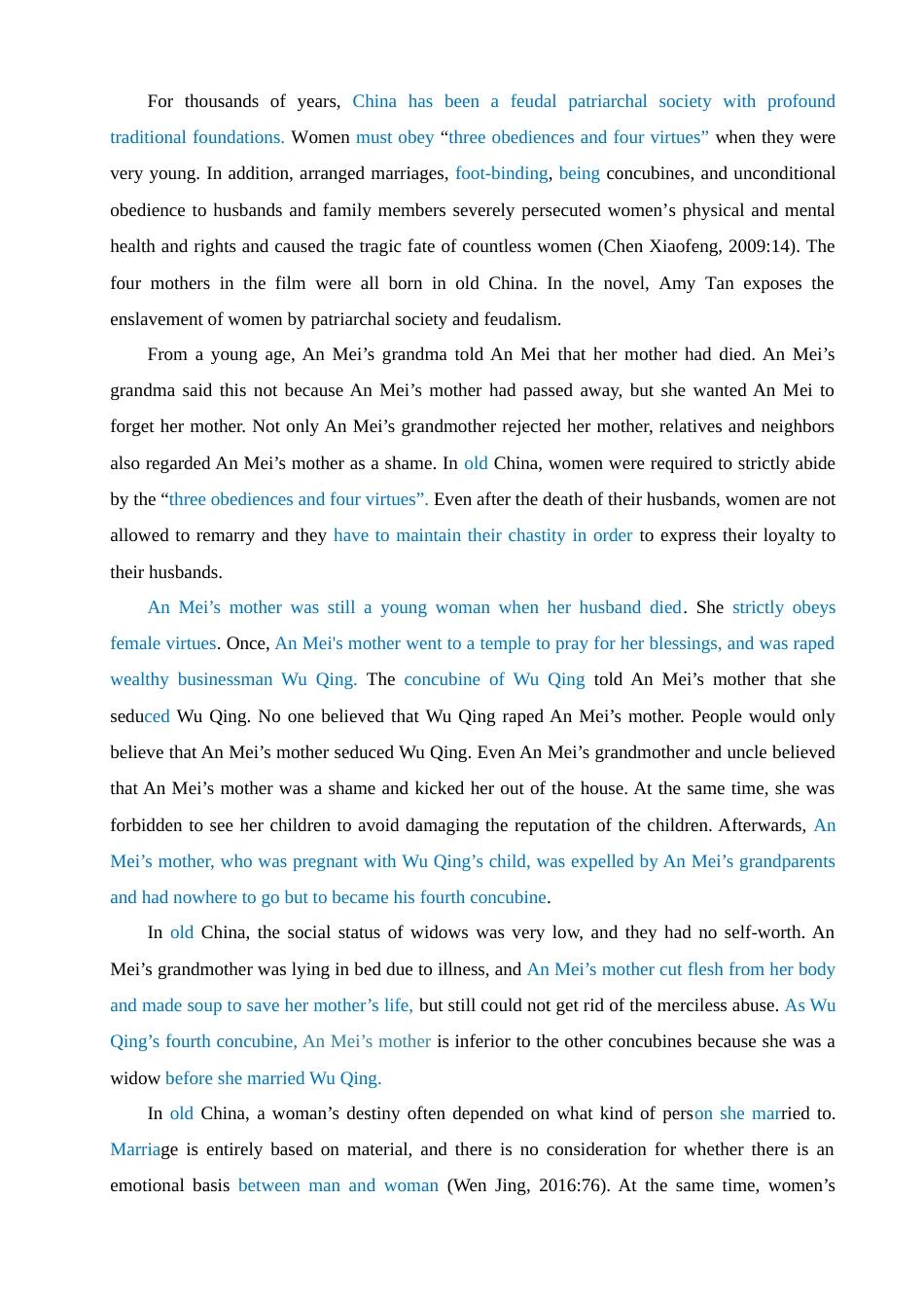 22年WP终稿 A Study of Female Consciousness in The Joy Luck Club-约28038字符.docx_第4页