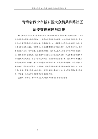 22年WP 青海省西宁市城东区大众街共和路社区治安管理问题与对策-约6951字符.docx