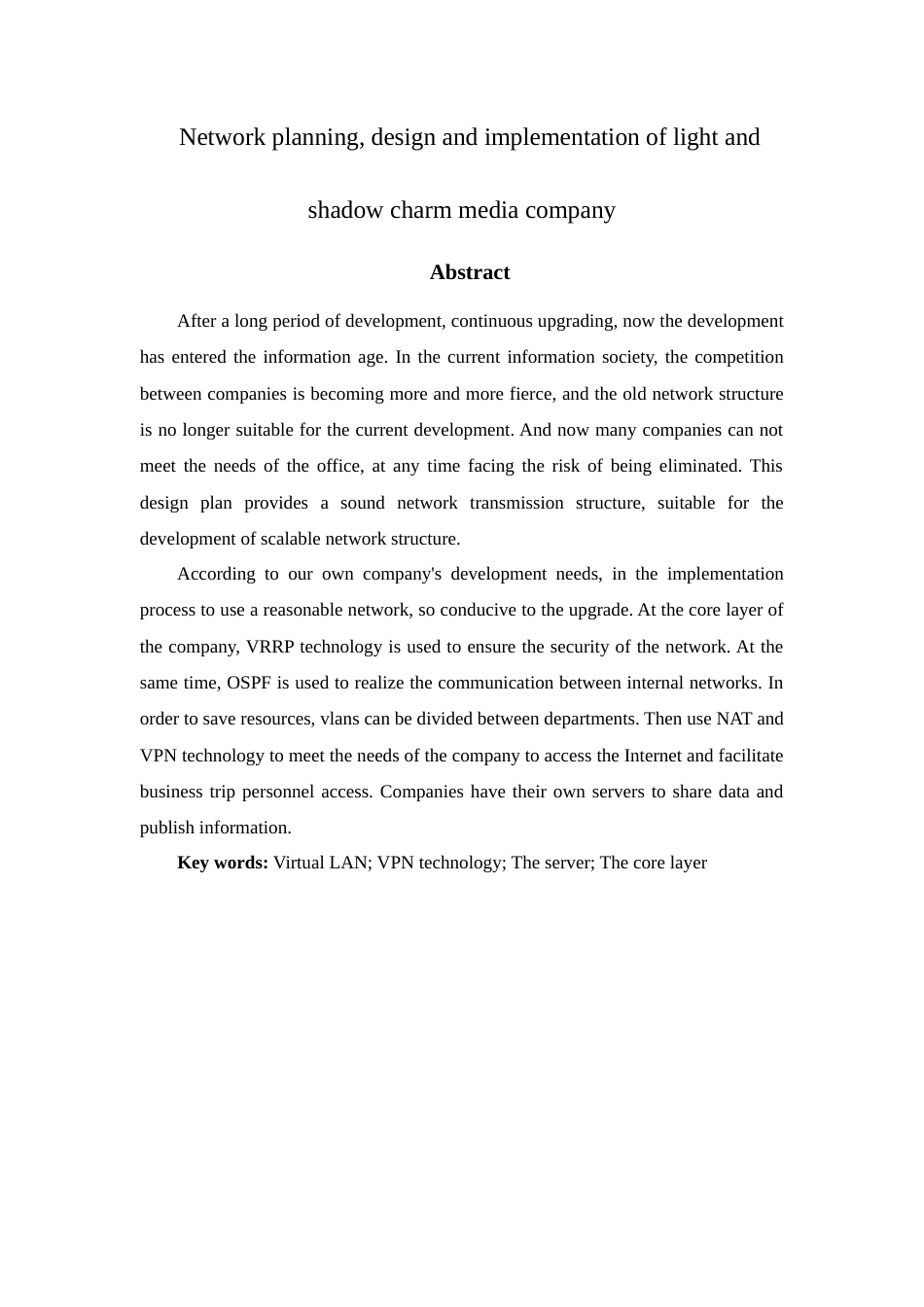 22年WP 光影魅力传媒公司网络规划设计与实现-约17295字符.docx_第2页