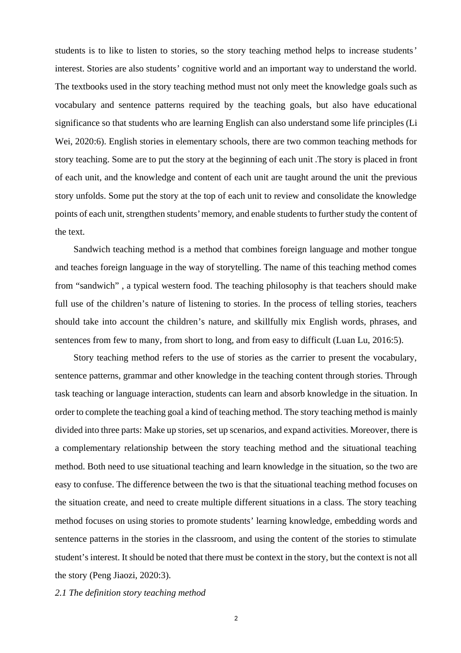 22年WP The Application of Story Teaching Method in the Classroom of Middle Grade Primary School ---- Taking the Primary School Textbook of Beijing Normal University as-约23893字符.docx_第2页