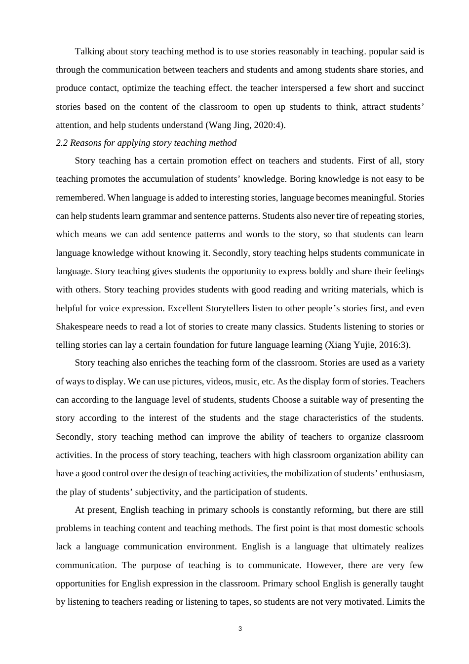 22年WP The Application of Story Teaching Method in the Classroom of Middle Grade Primary School ---- Taking the Primary School Textbook of Beijing Normal University as-约23893字符.docx_第3页