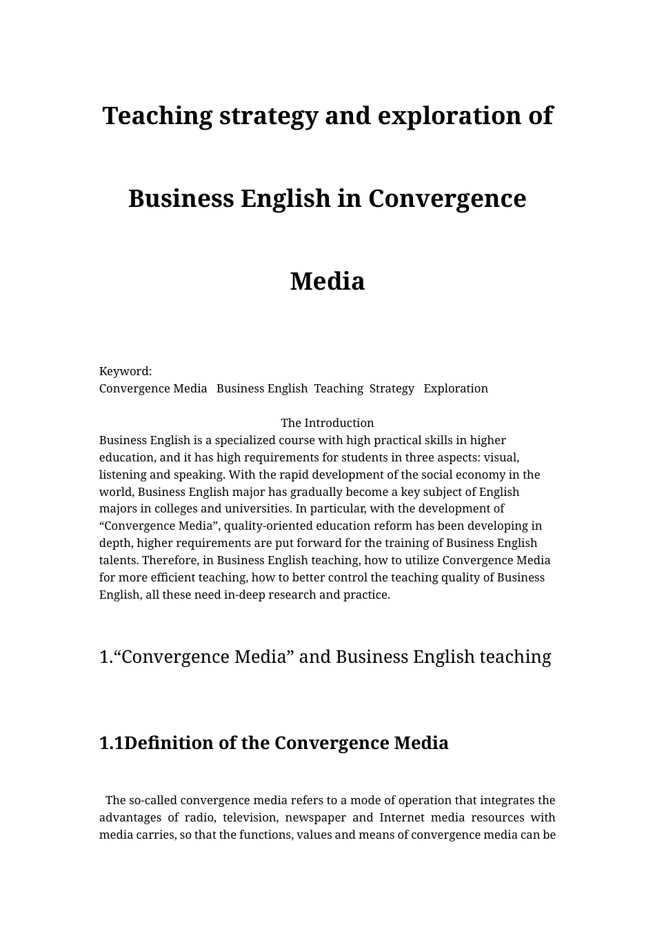 22年WP Teaching strategy and exploration of Business English in Convergence Media-约40203字符.docx_第1页