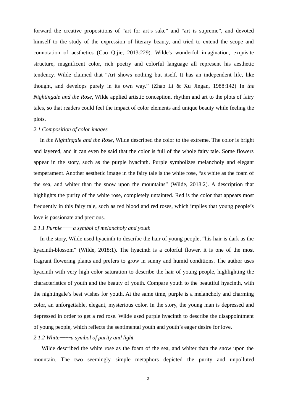 22年WP终稿 On Wilde’s Aesthetic View----Based on the Color Image of the Nightingale and the Rose-约25934字符.docx_第2页