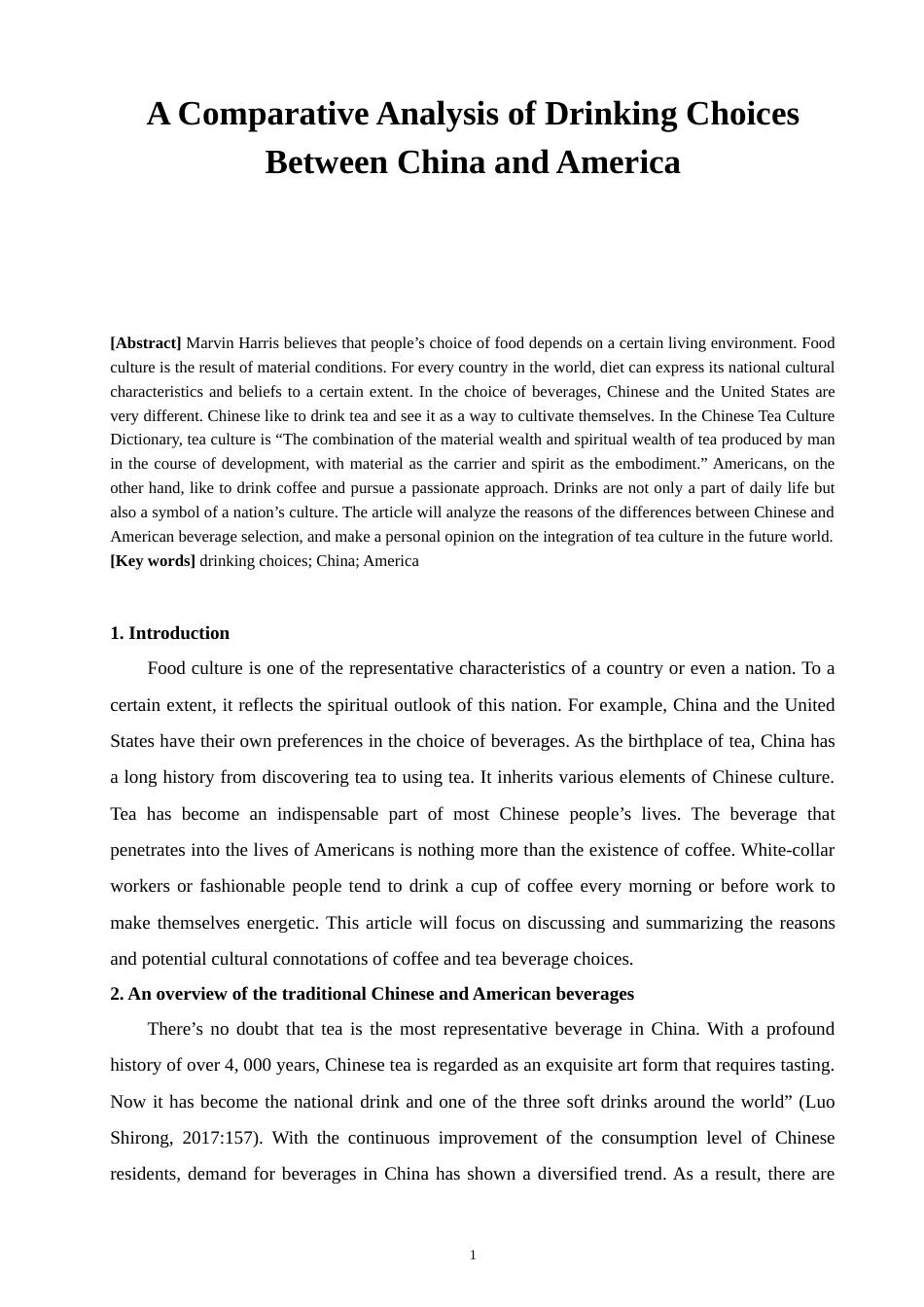 22年WP A Comparative Analysis of Drinking Choices Between China and America-约26398字符.docx_第1页