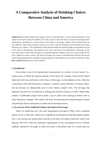 22年WP A Comparative Analysis of Drinking Choices Between China and America-约26398字符.docx