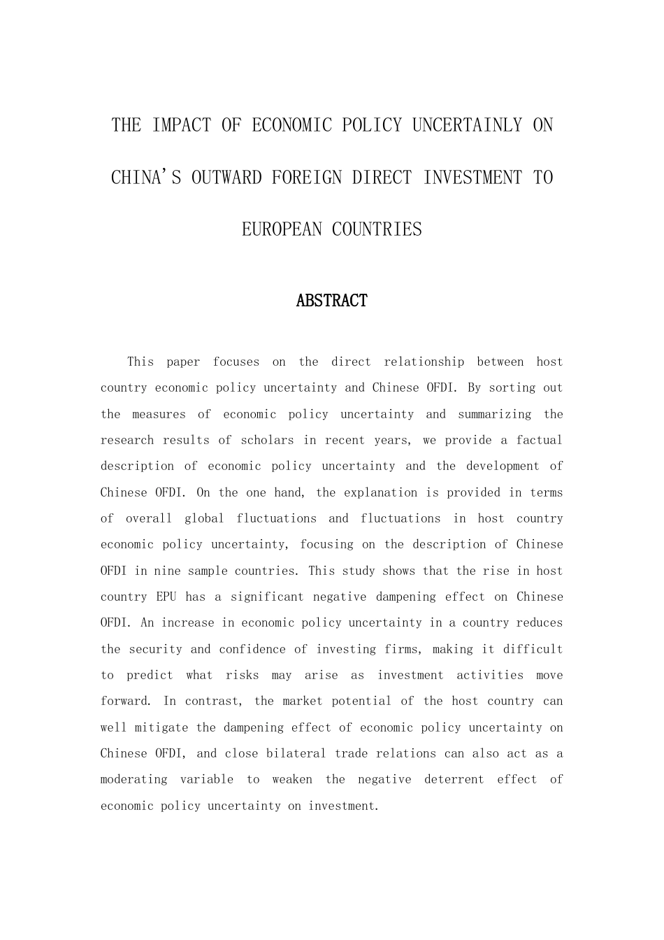 22年WP 经济政策的不确定性对中国向欧洲国家对外直接投资的影响分析-约14222字符.docx_第2页