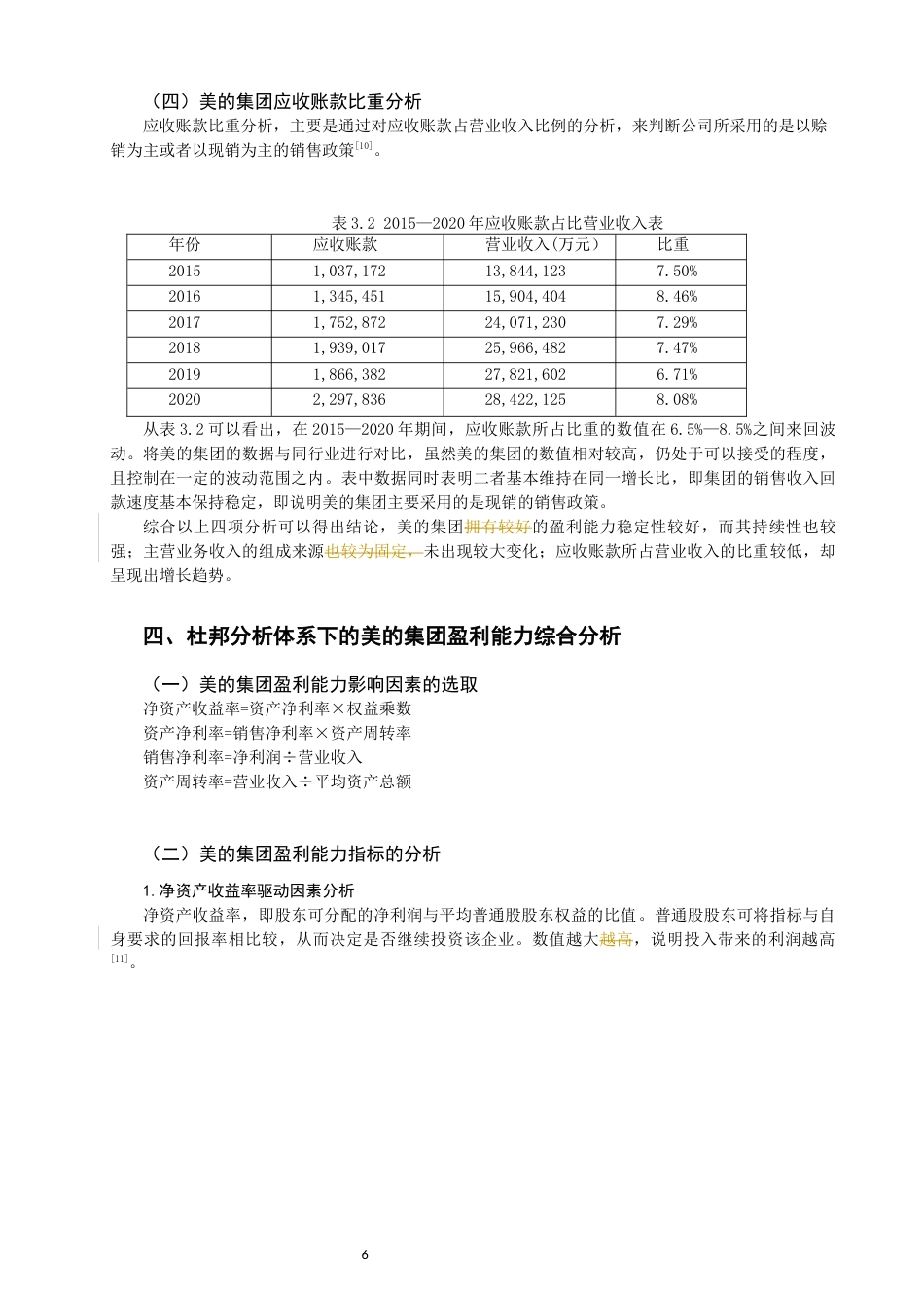 22年WP 基于杜体系对美的集团的盈利能力分析-约12591字符.docx_第6页