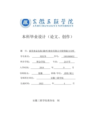22年WP 嘉美食品包装(滁州)股份有限公司偿债能力分析 -约15114字符.docx
