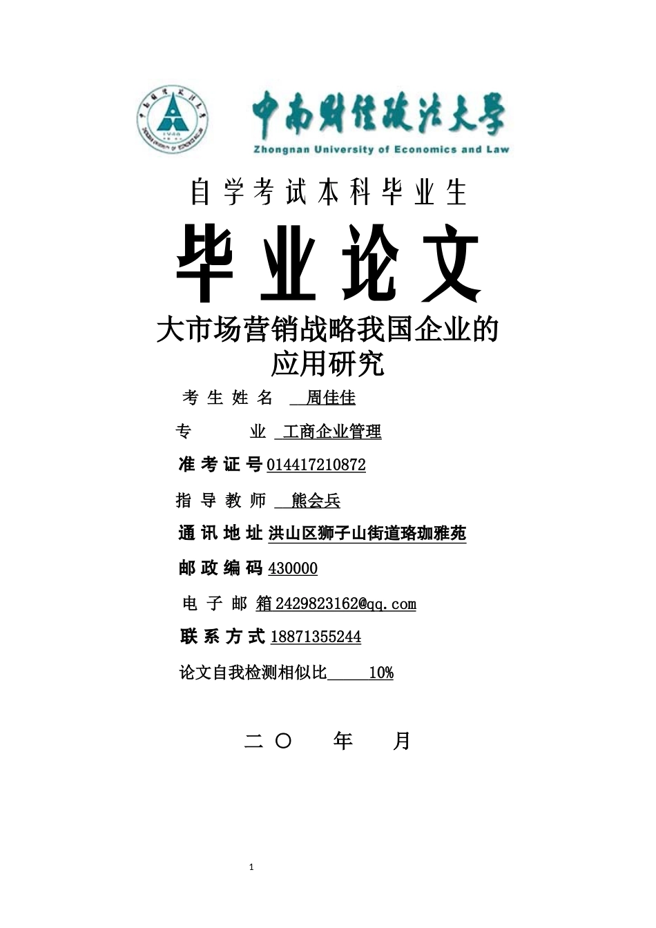 22年WP 大市场营销战略我国企业的 应用研究-约10791字符.docx_第1页
