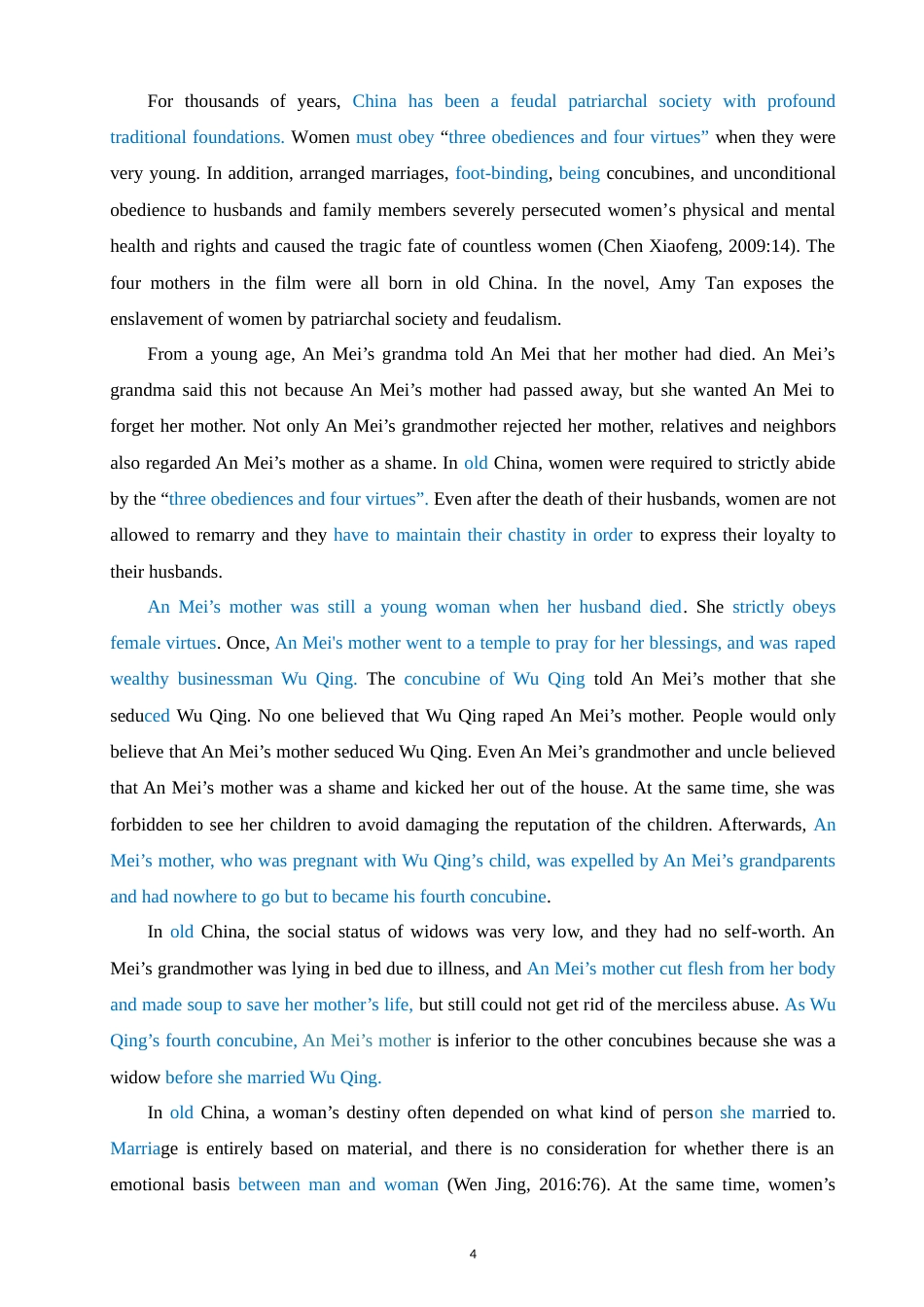 22年WP终稿 A Study of Female Consciousness in The Joy Luck Club.doc_第4页