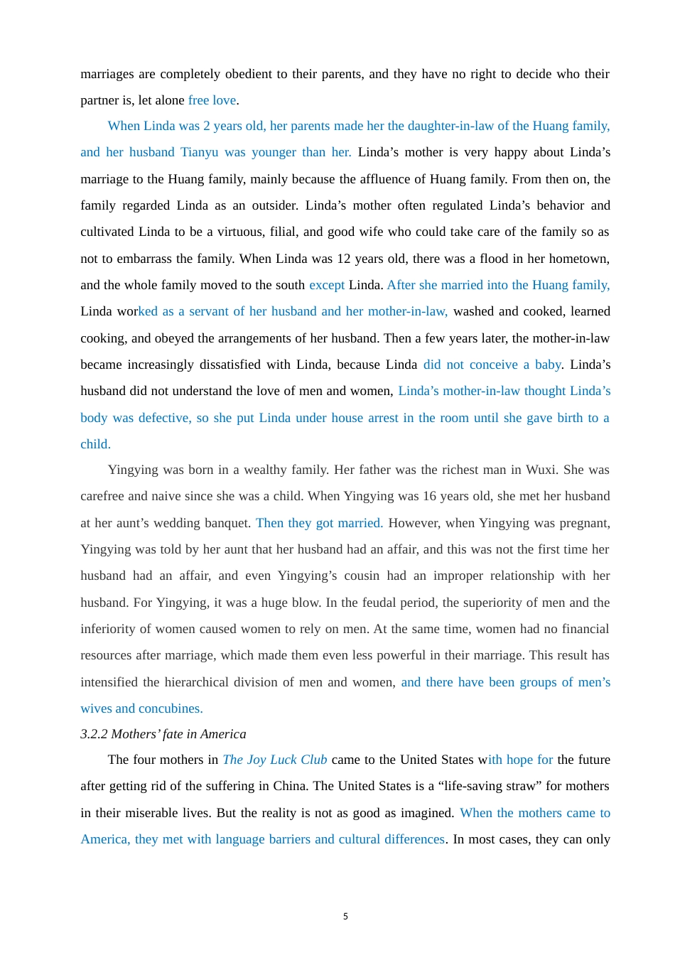 22年WP终稿 A Study of Female Consciousness in The Joy Luck Club.doc_第5页
