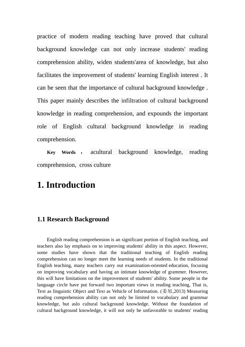 22年WP On Infiltration of Cultural Background Knowledge in English Reading  Comprehension-约43262字符.docx_第3页