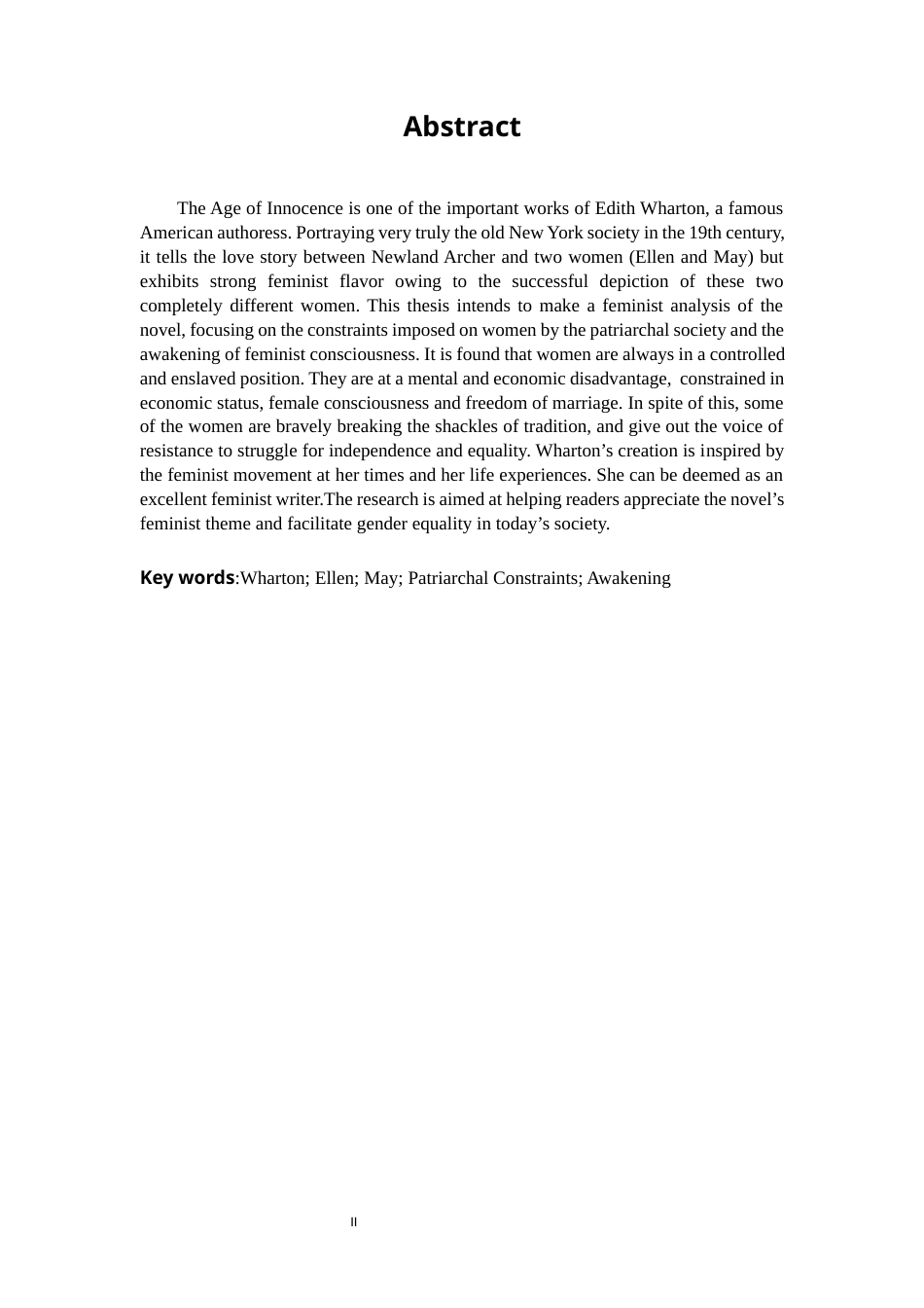 22年WP终稿 A Feminist Analysis of The Age of Innocence 《纯真年代》中的女性主义分析-约43034字符.docx_第2页