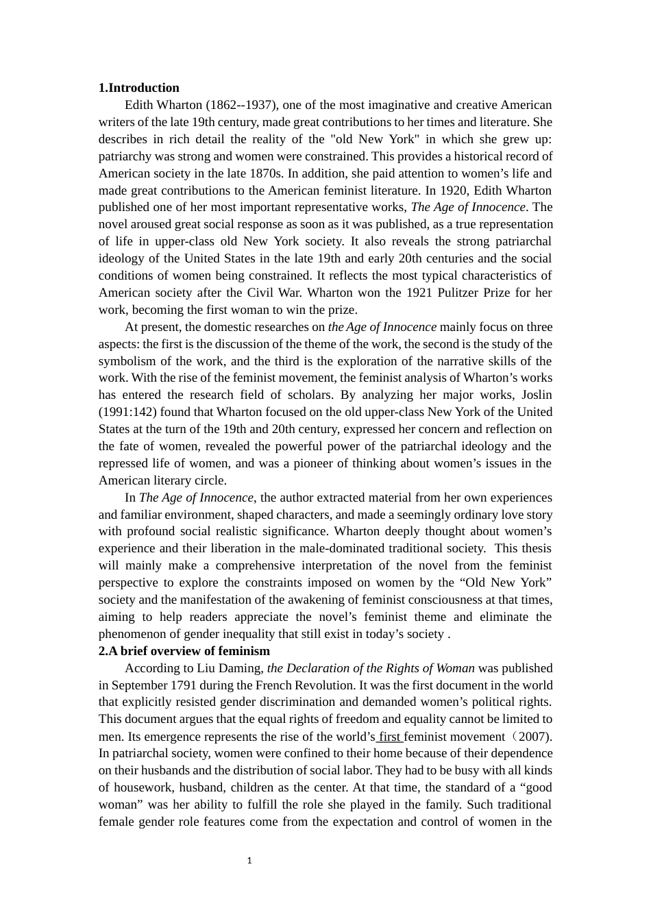 22年WP终稿 A Feminist Analysis of The Age of Innocence 《纯真年代》中的女性主义分析-约43034字符.docx_第5页