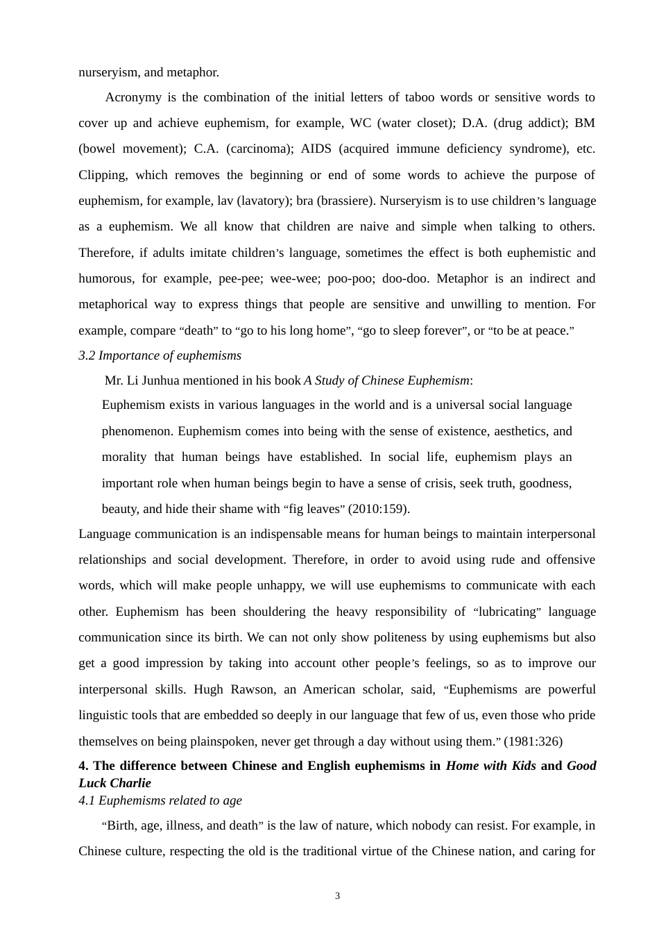 22年WP终稿 A Comparative Study on Euphemism Between Chinese and English----Taking Home with Kids and Good Luck Charlie as examples-约25881字符.docx_第3页