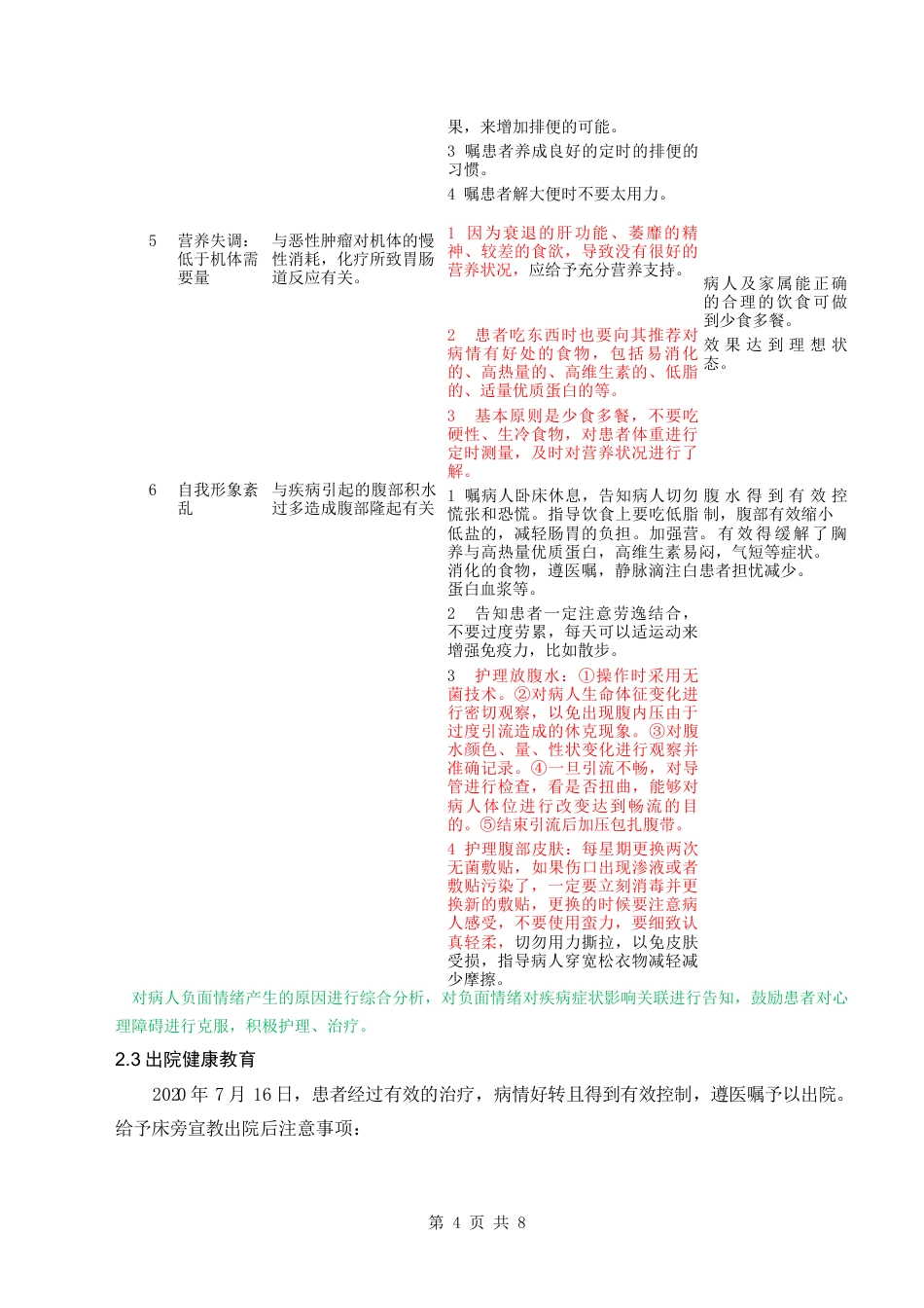 22年WP 1例原发性肝癌合并腹水患者的护理-约9029字符.docx_第4页