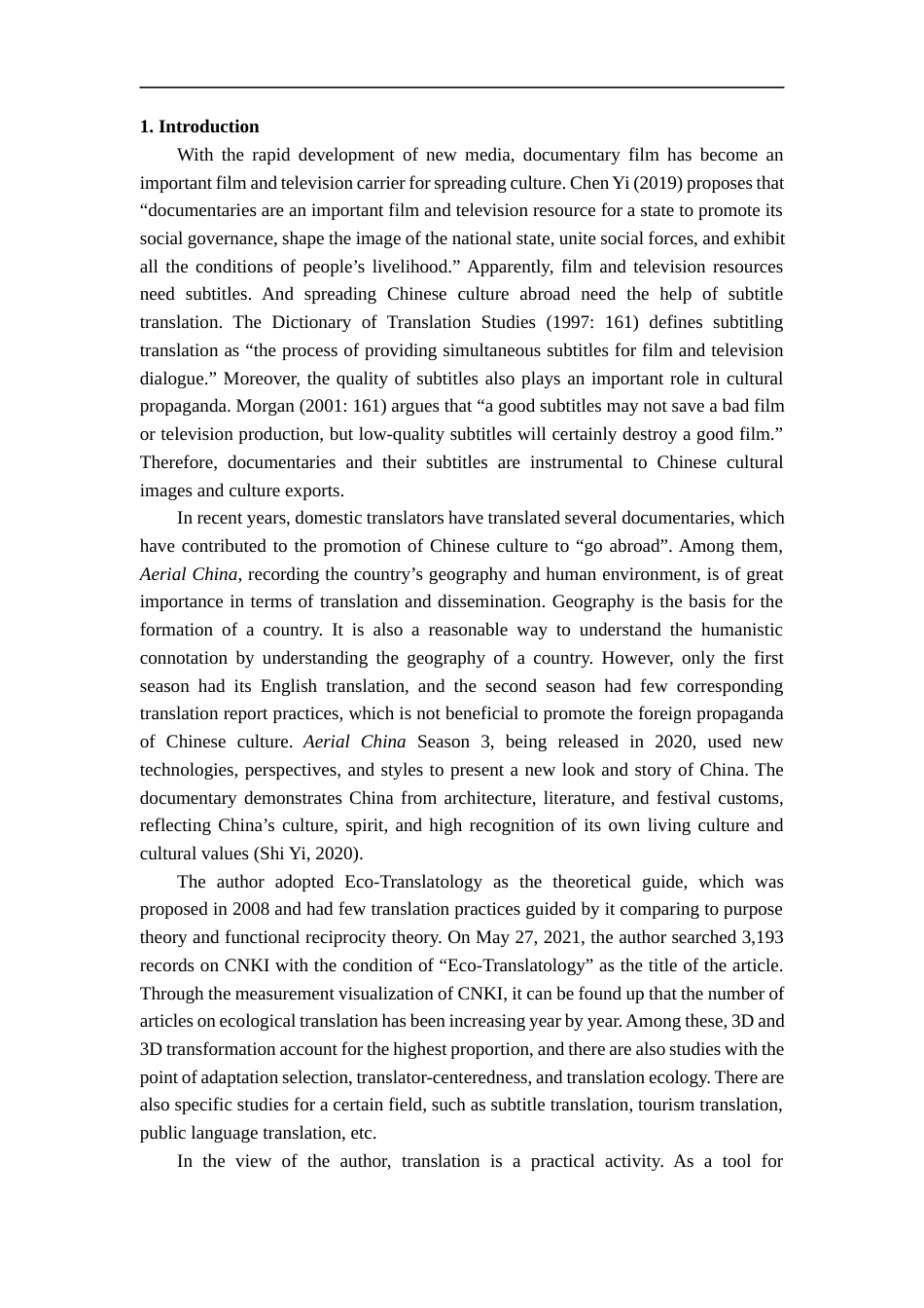 22年WP终稿 纪录片《航拍中国》（节选） 汉英翻译实践报告-约29002字符.docx_第1页