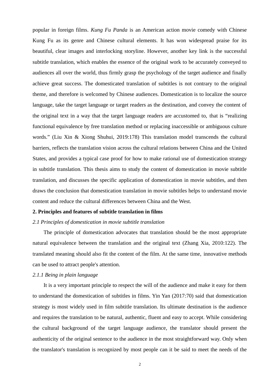 22年WP终稿 On Film Subtitle Translation from the Perspective of Domestication A Case Study of Kung Fu Panda-约26864字符.docx_第2页