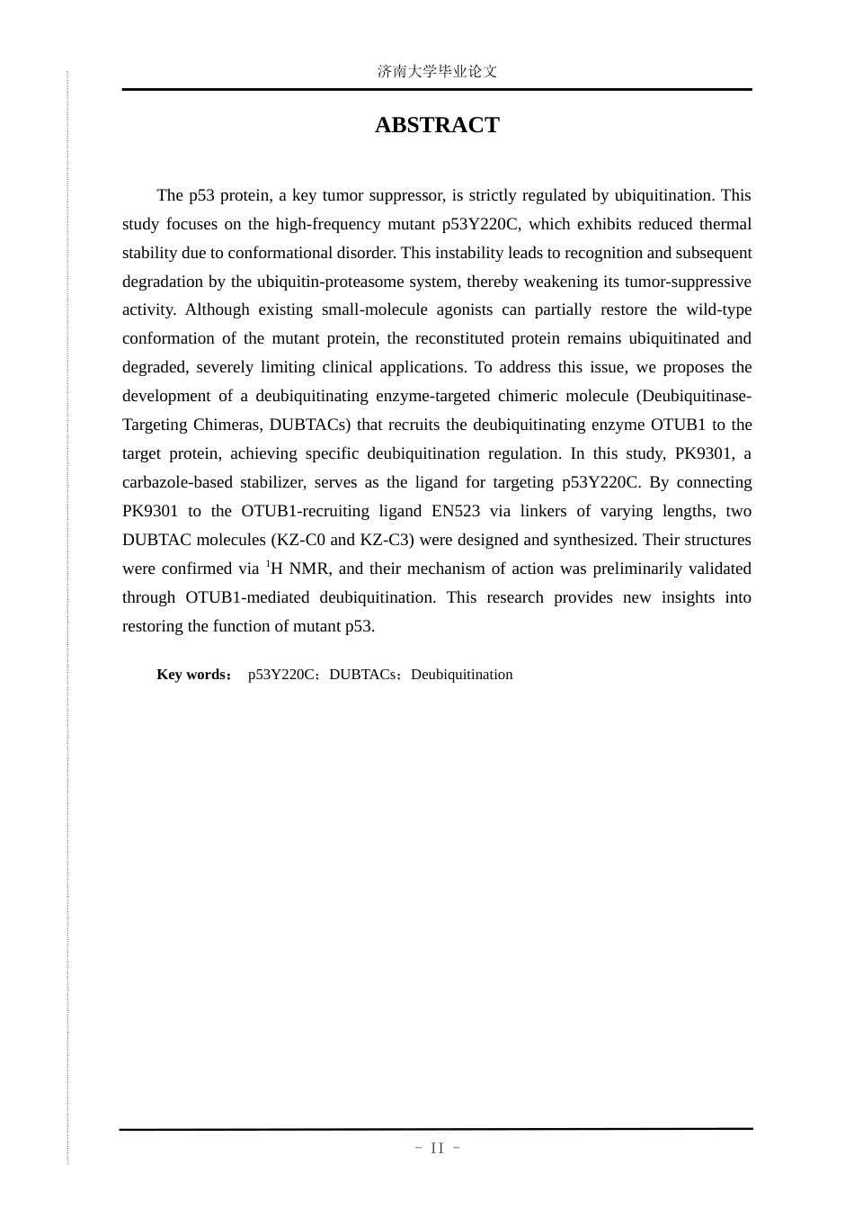 25年查重低 医学 肿瘤抑制因子高频突变体p53Y220C研究关键词：p53Y220C；DUBTACs；去泛素化.docx_第2页