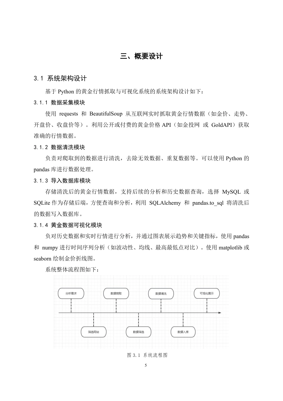 25年软件工程大数据 基于 Python 的黄金行情数据抓取与可视化系统设计与实现终-约11108字符.pdf_第7页