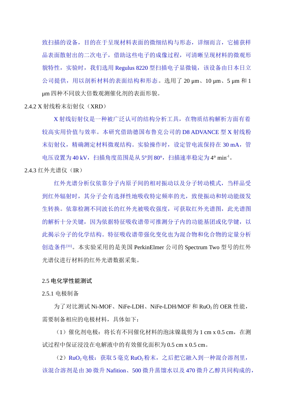 25年查重低 NiFe-LDH-MOF复合催化剂的构筑及其电催化水分解析氧性能研究.docx_第7页