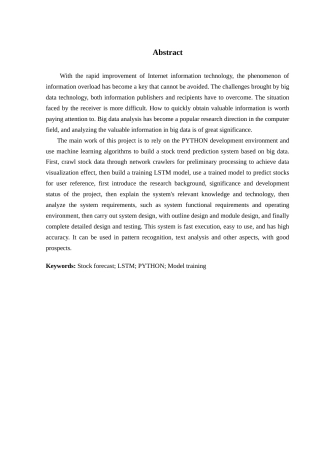 25年查重低 数据科学与大数据技术 基于深度学习算法的股市价格预测研究.docx