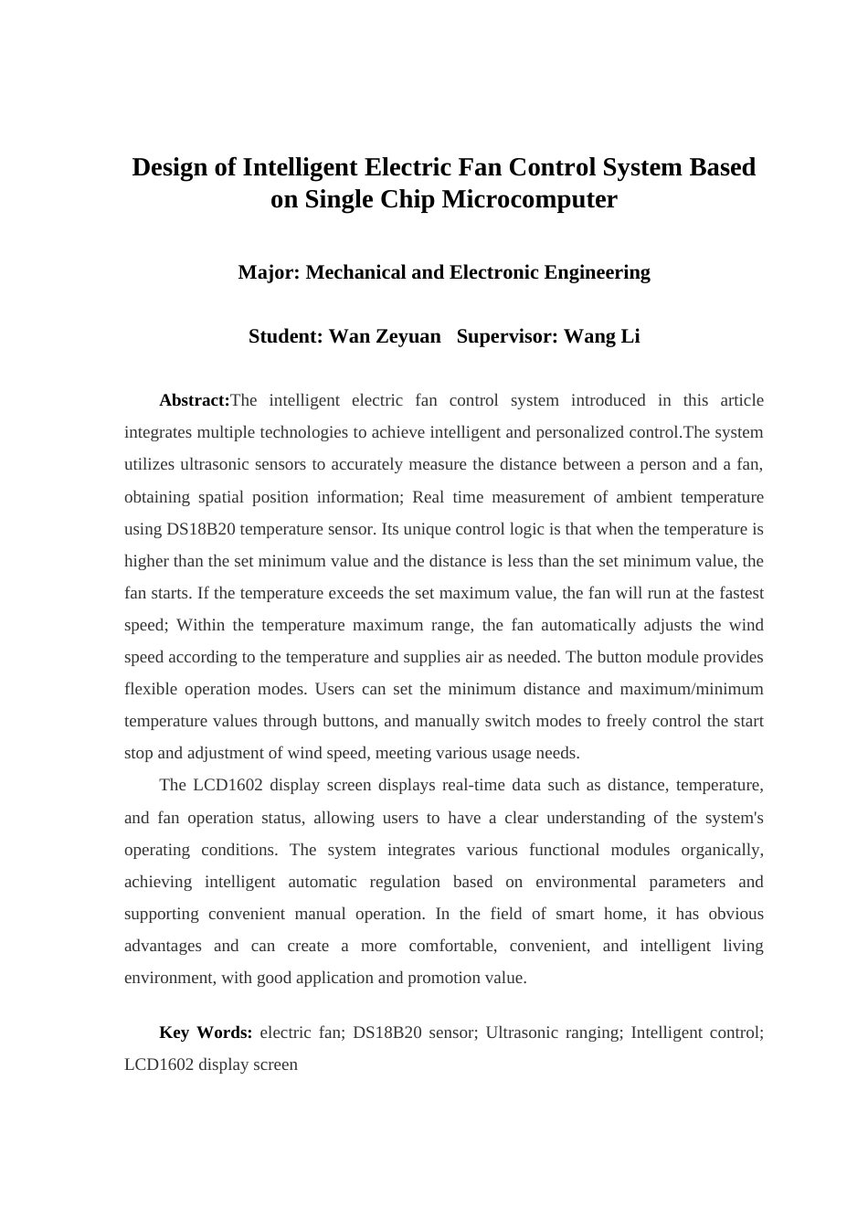 25年查重低 电气自动化电子信息 基于单片机的智能电风扇控制系统设计.docx_第4页
