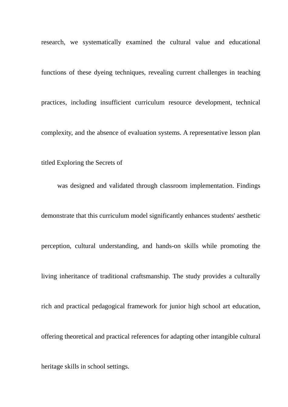 25年查重低 初中美术融入染色工艺的教学研究-约9469字符.docx_第4页