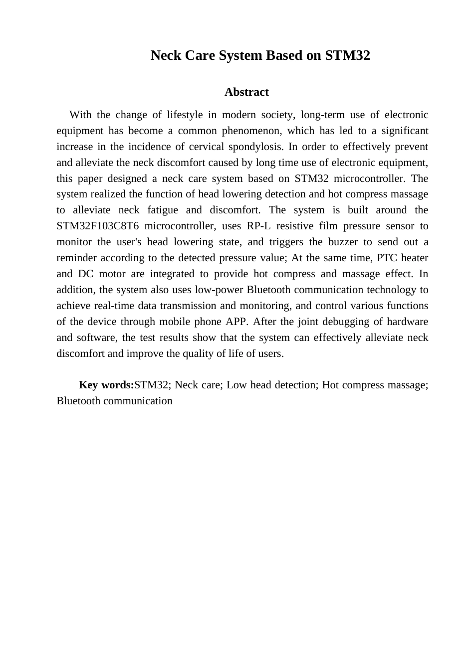 25年查重低 电气自动化电子信息 基于STM32的颈部护理系统.doc_第2页
